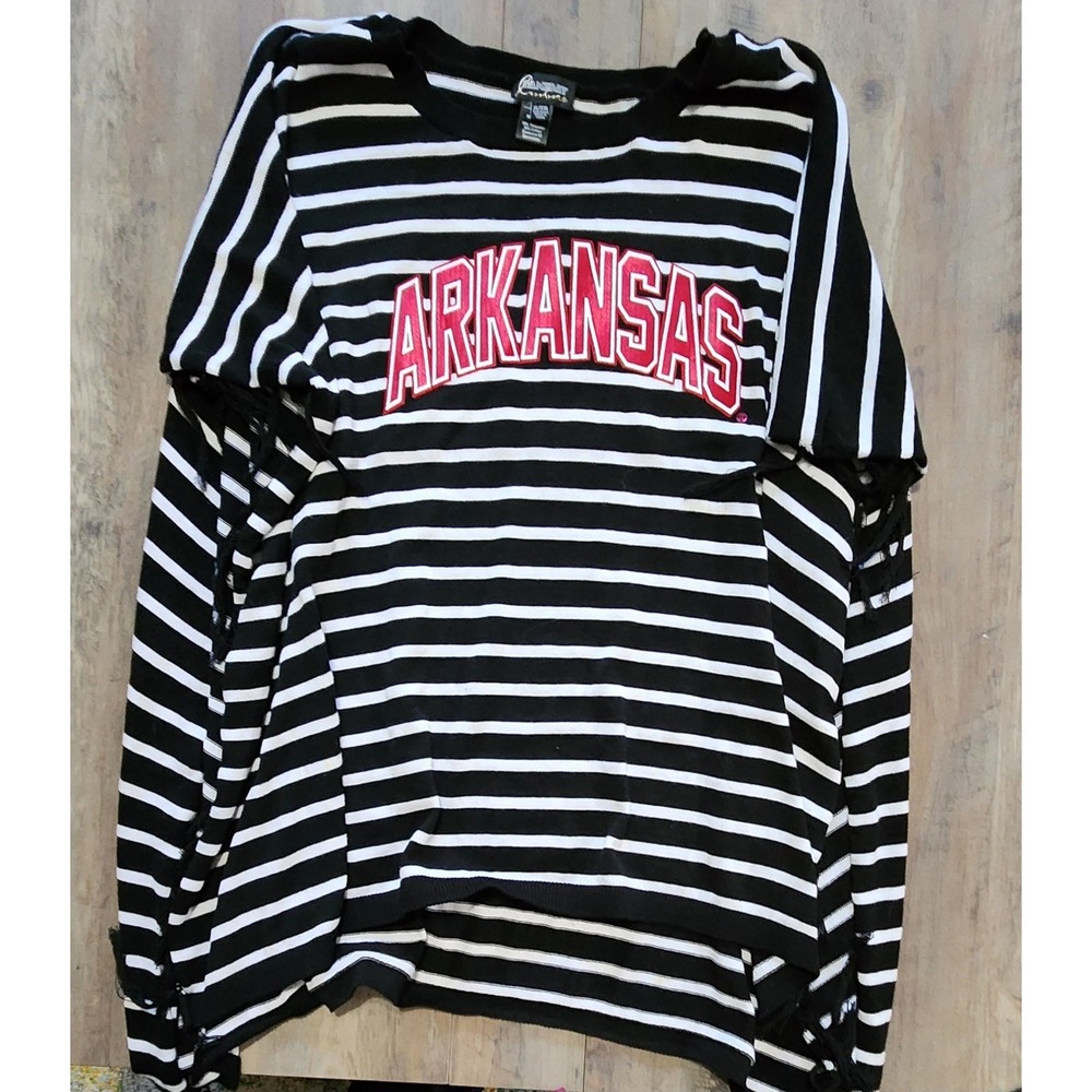 Gameday Couture Arkansas Razorback Hogs NCAA Black & White Stripe Poncho XL/2XL